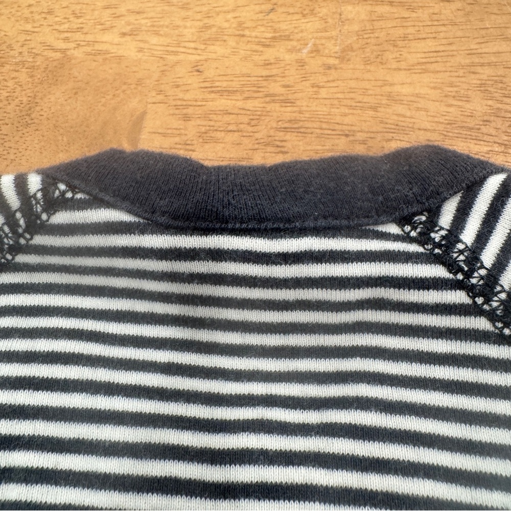 Hanna Andersson Side Snap Bodysuit Baby 6-12 Months Black White Striped Cotton - Picture 6 of 7